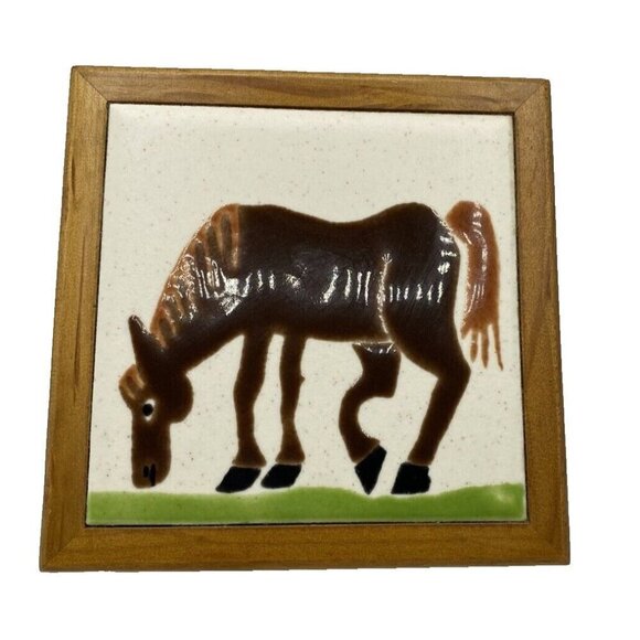 Trinket Box Handpainted Horse Ceramic Tile Lid Jewelry Office Ranch Western Art - Picture 1 of 16